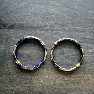 Elegant Gold and Blue Bangle Set